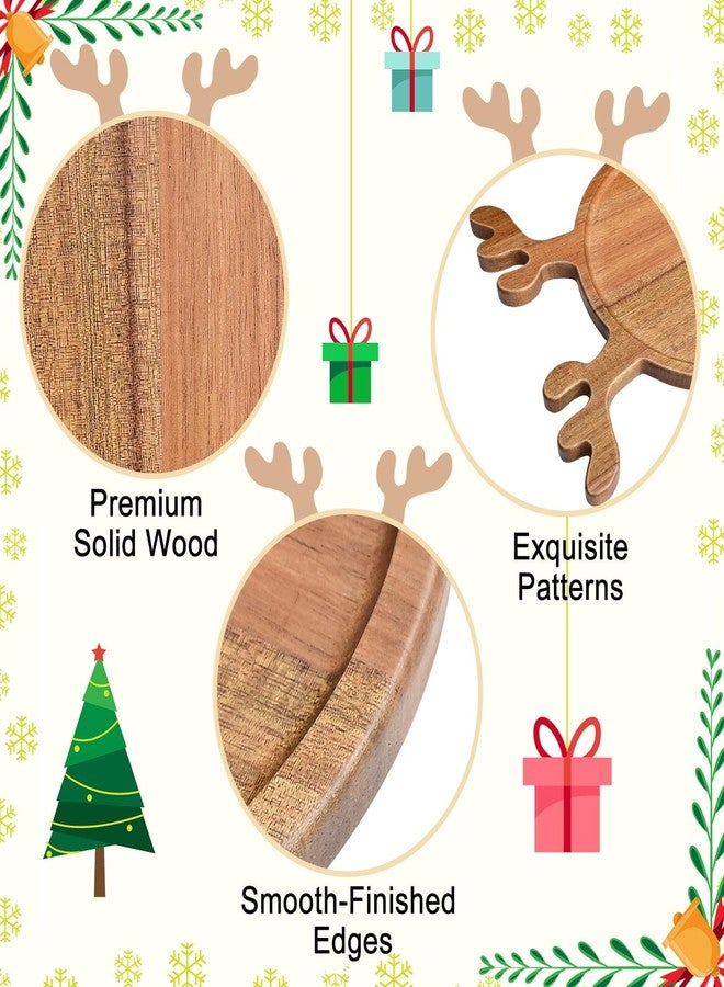 Yoshiky Acacia Wood Christmas Charcuterie Boards Platters, Christmas Holiday Serving Tray Cutting Board Dinner Plate Wooden CheeseBoard Xmas Kitchen Decor Gingerbread Reindeer Board Decorations - Image 3